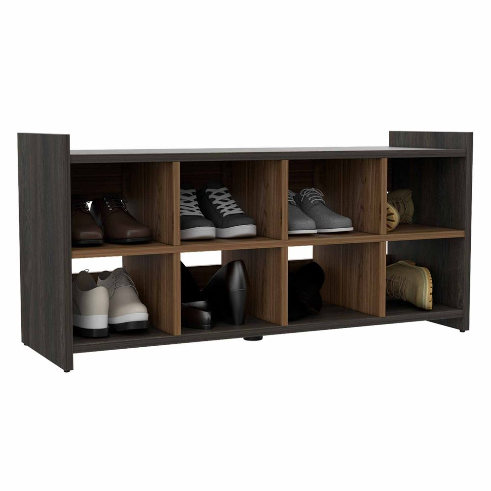 Shoe Rack Augusta, Eight Shoe Capacity, Carbon Espresso / Mahogany Finish-3