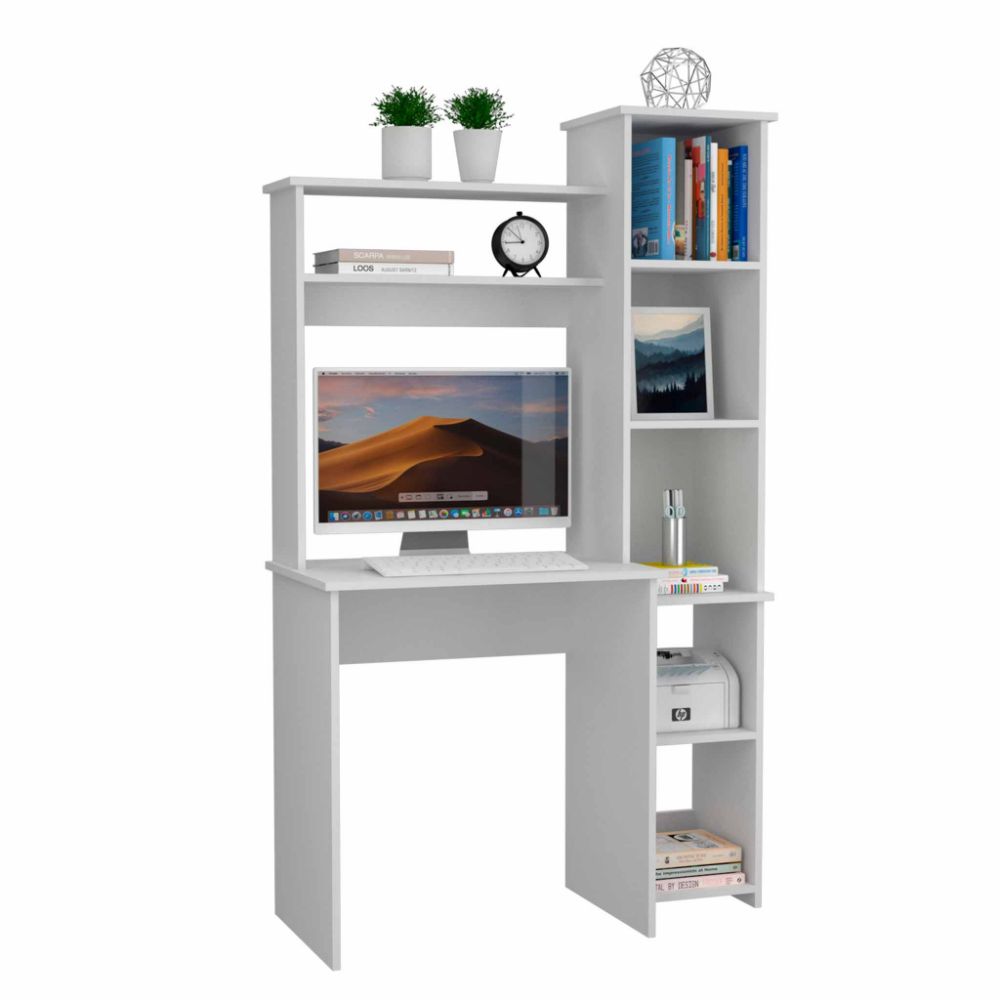 Desk Logan, Five Cubbies, White Finish-3