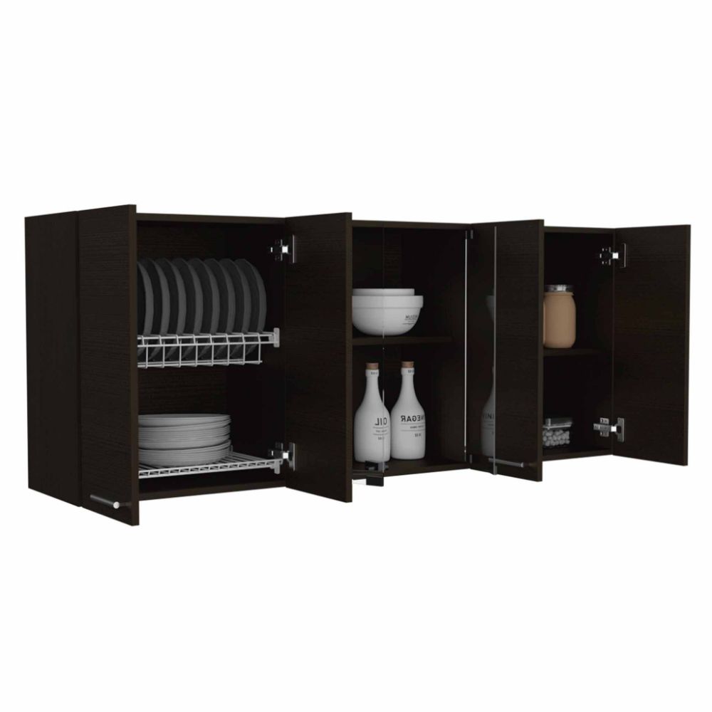 Superior Wall Cabinet Peoria, Four Interior Shelves, Black Wengue Finish-4