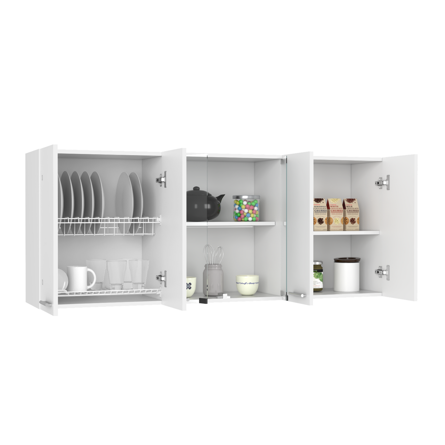 Superior Wall Cabinet Peoria, Four Interior Shelves, White Finish-4