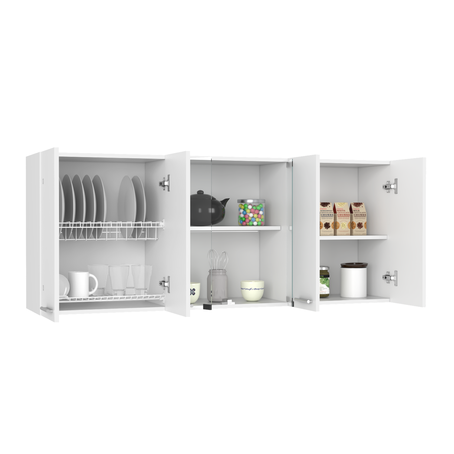 Superior Wall Cabinet Peoria, Four Interior Shelves, White Finish-4