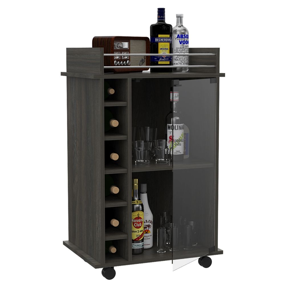 Bar Cart Baltimore, Six Wine Cubbies, Carbon Espresso Finish-3