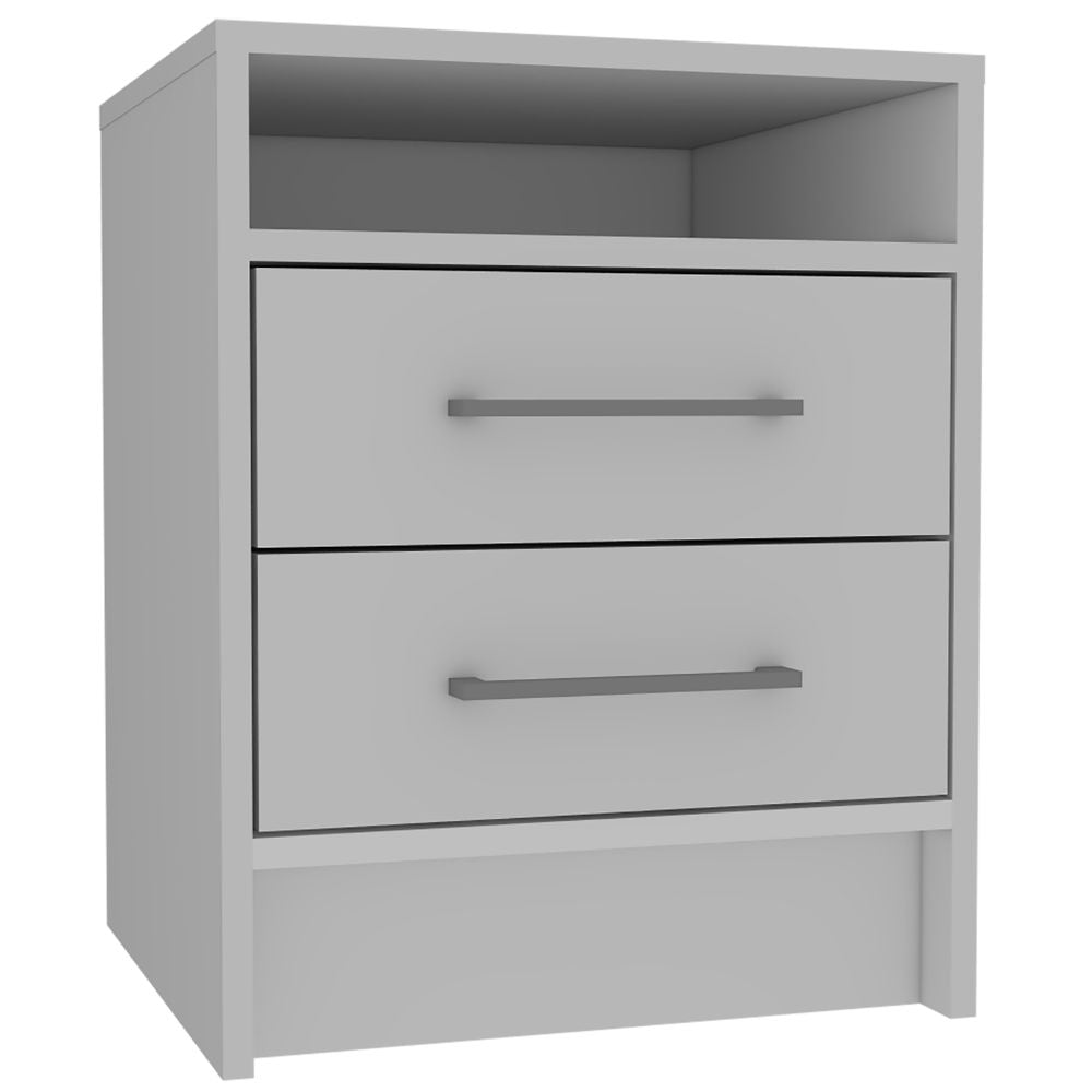 Nightstand Cartiz, Two Drawers, White Finish-2