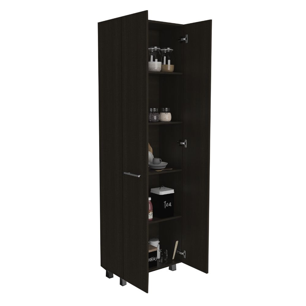 Pantry Cabinet Phoenix, Five Interior Shelves, Black Wengue Finish-4