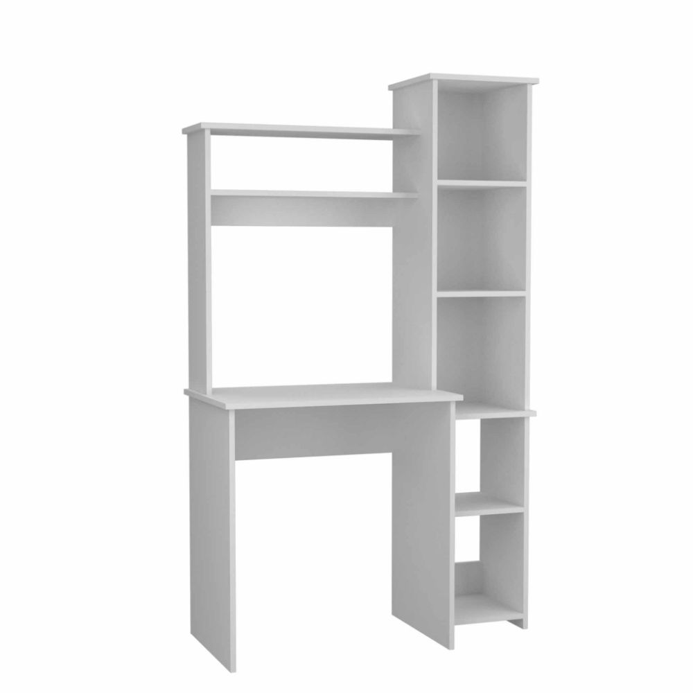 Desk Logan, Five Cubbies, White Finish-2