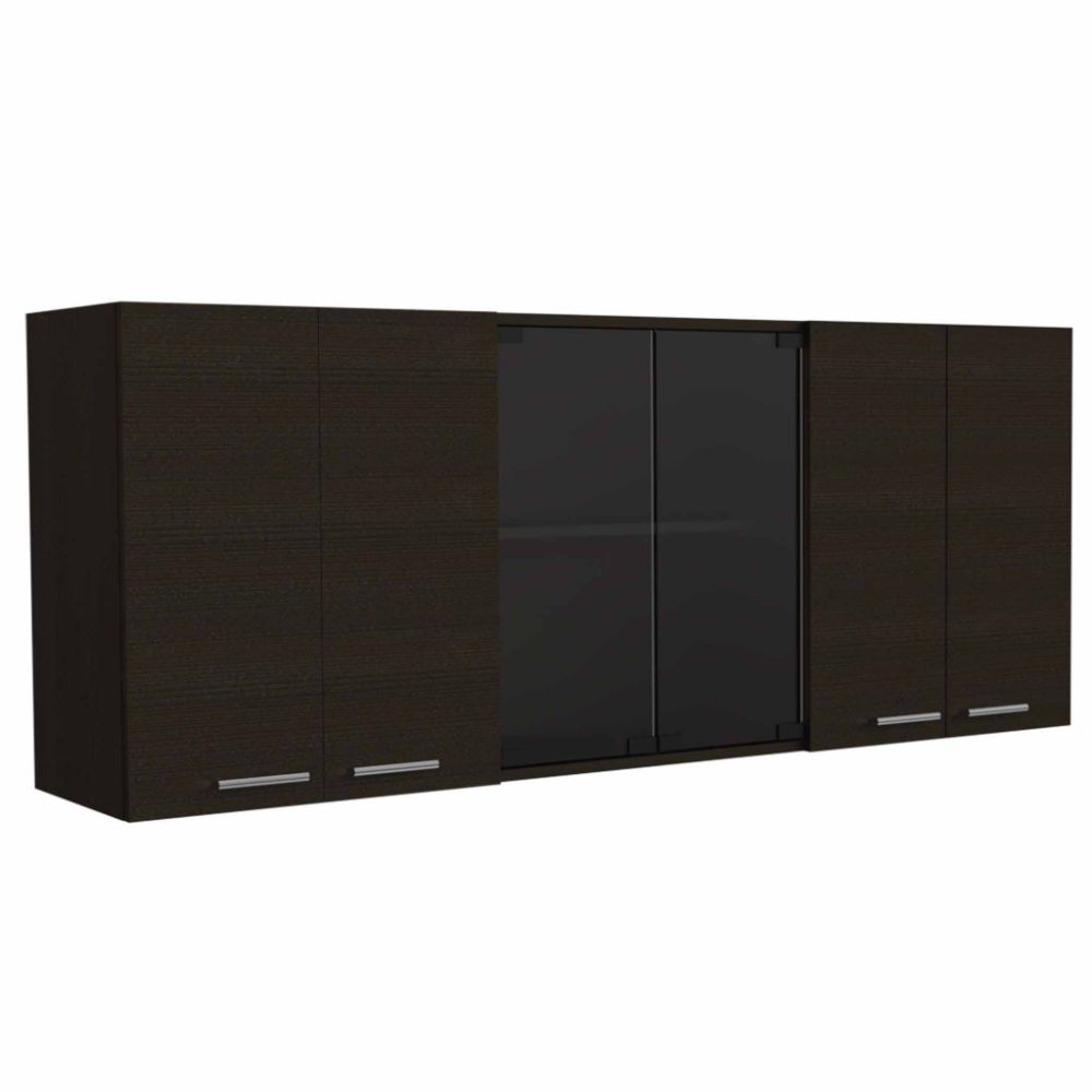 Superior Wall Cabinet Peoria, Four Interior Shelves, Black Wengue Finish-3