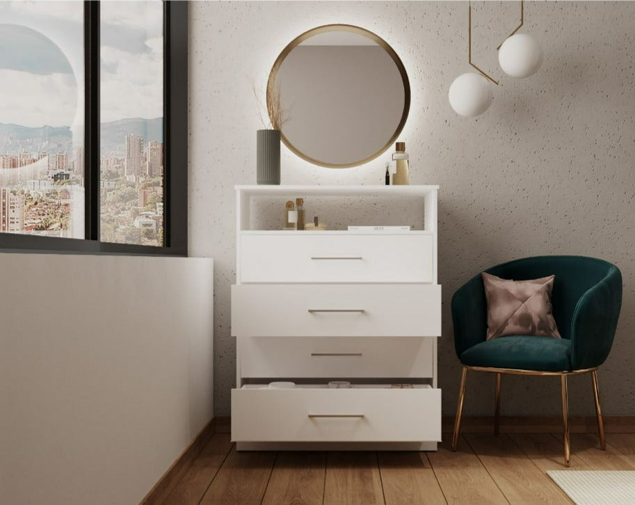 Dresser Atlanta, Four Drawers, White Finish-1