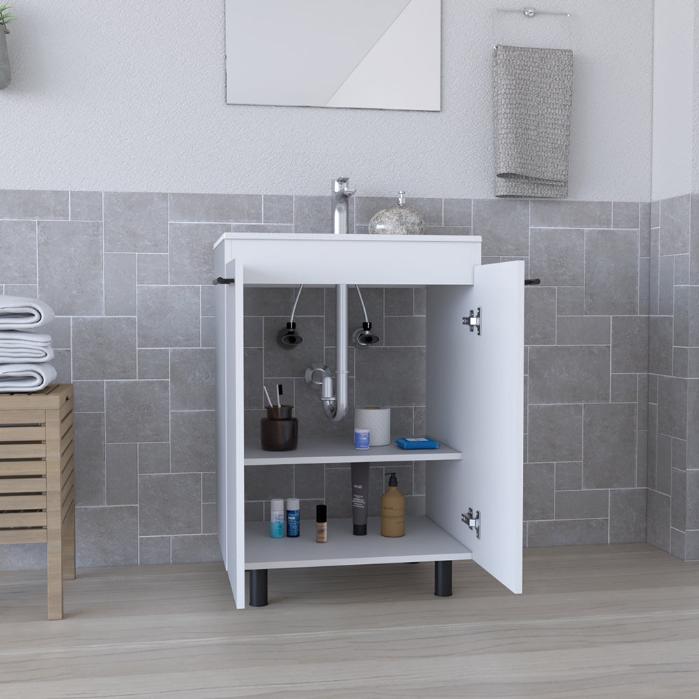 Floor Cabinet Oxnard, Double Door, White Finish-1