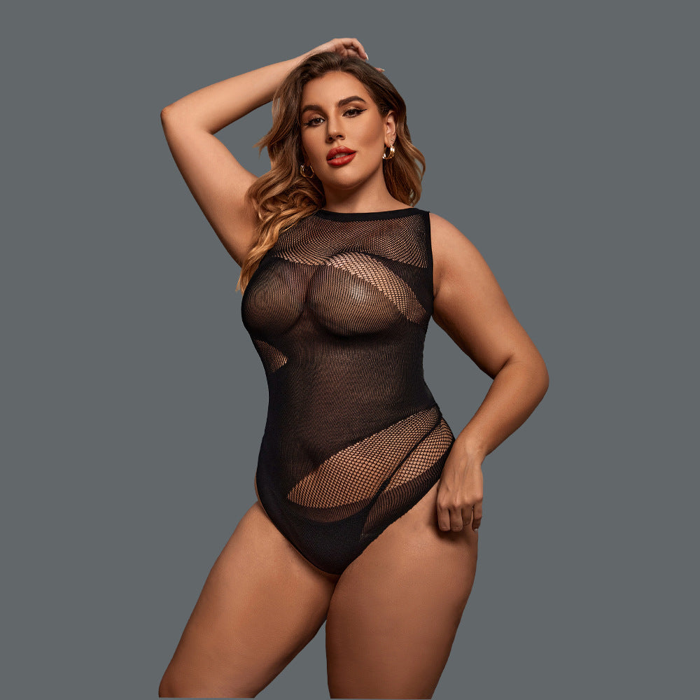 Midnight Mesh Plus Size Bodystocking Display