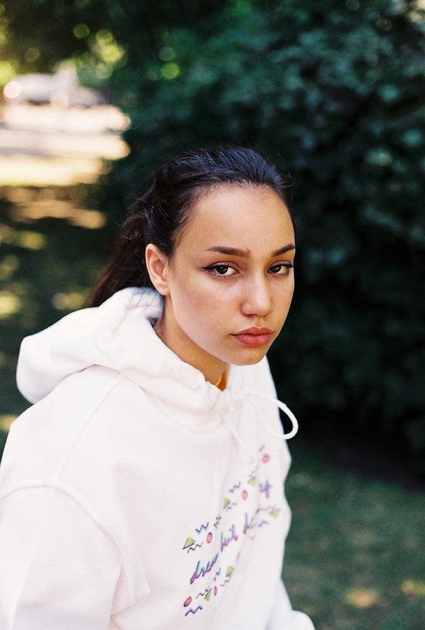 White Hoodie With 80's Geometric Design-2