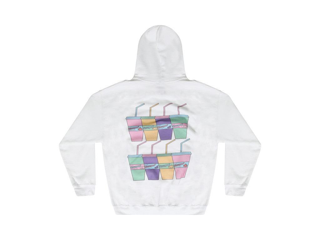 White Hoodie With Printed Sluurpee Design-1