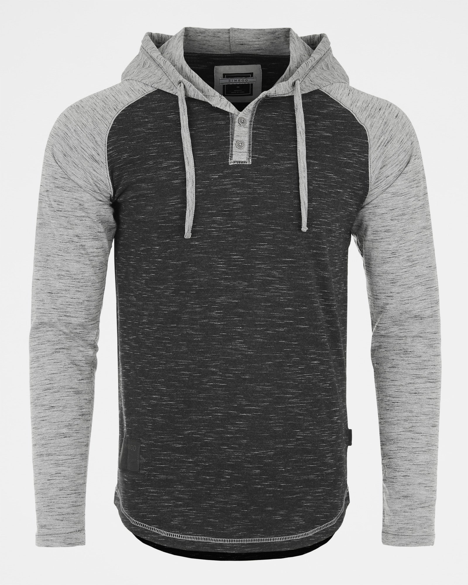 ZIMEGO Men's Hoodie Pullover Sweatshirt - Athletic Button Raglan Henley Shirt Hooded Top-0