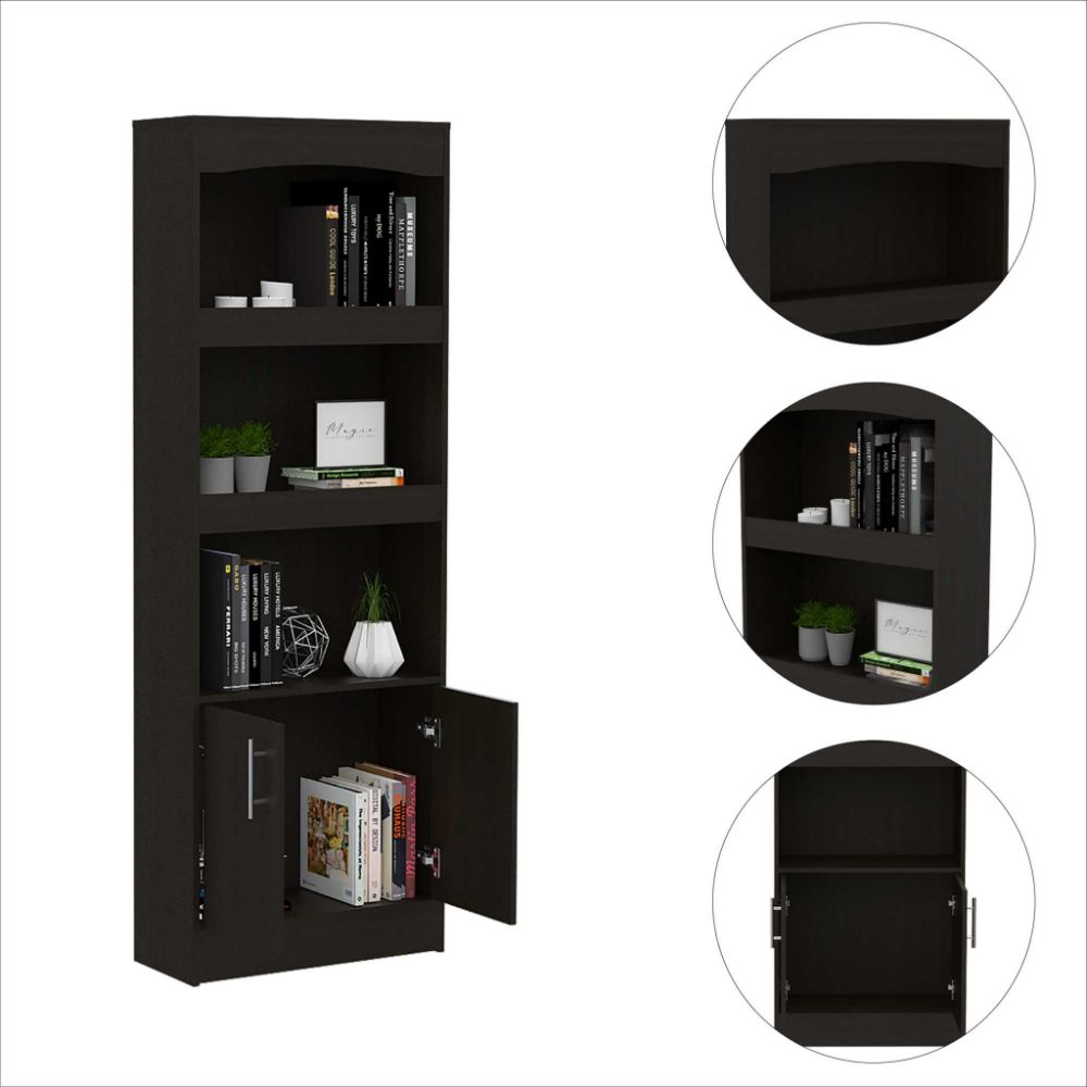 Bookcase Denver, Metal Hardware, Black Wengue Finish-1