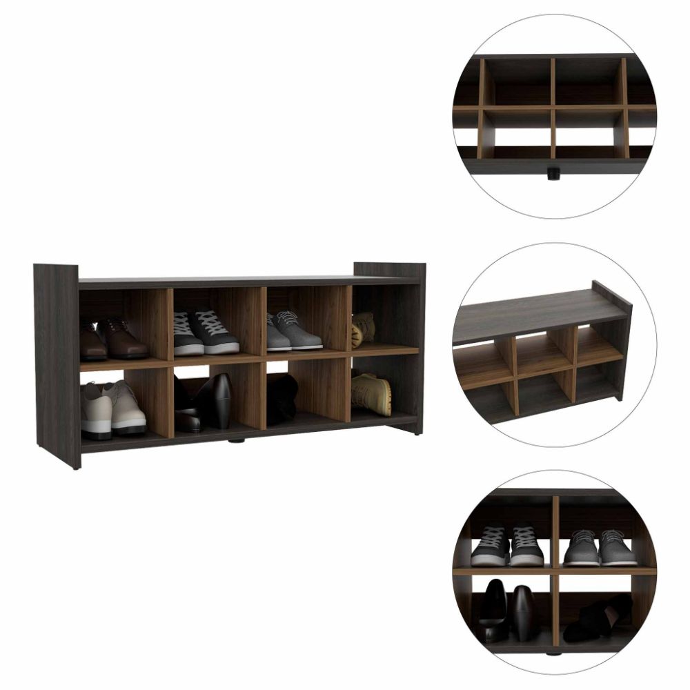 Shoe Rack Augusta, Eight Shoe Capacity, Carbon Espresso / Mahogany Finish-1