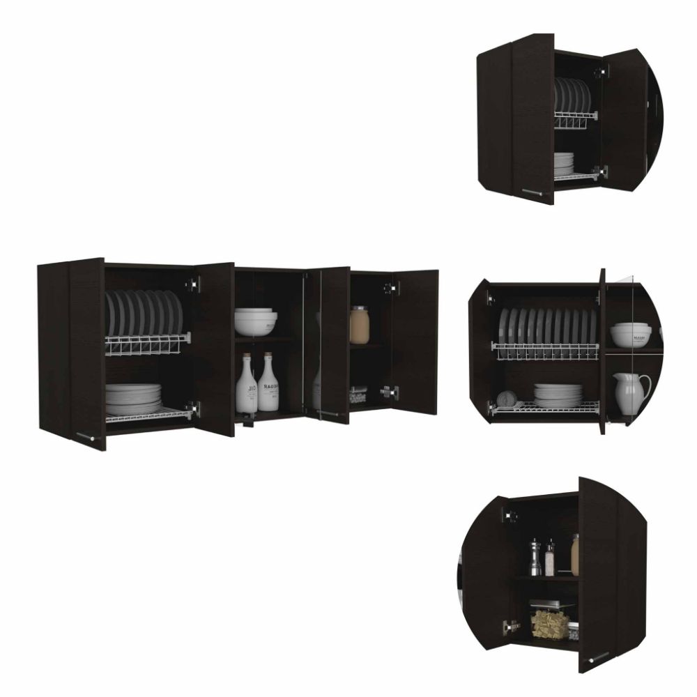 Superior Wall Cabinet Peoria, Four Interior Shelves, Black Wengue Finish-2